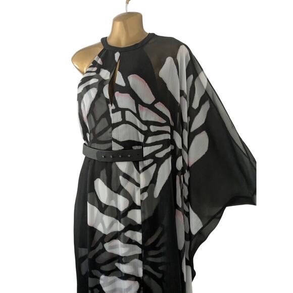 NWT Halston Heritage Sz 2 Asymmetrical Overlay Winged $595 Formal Maxi Dress - Picture 5 of 14